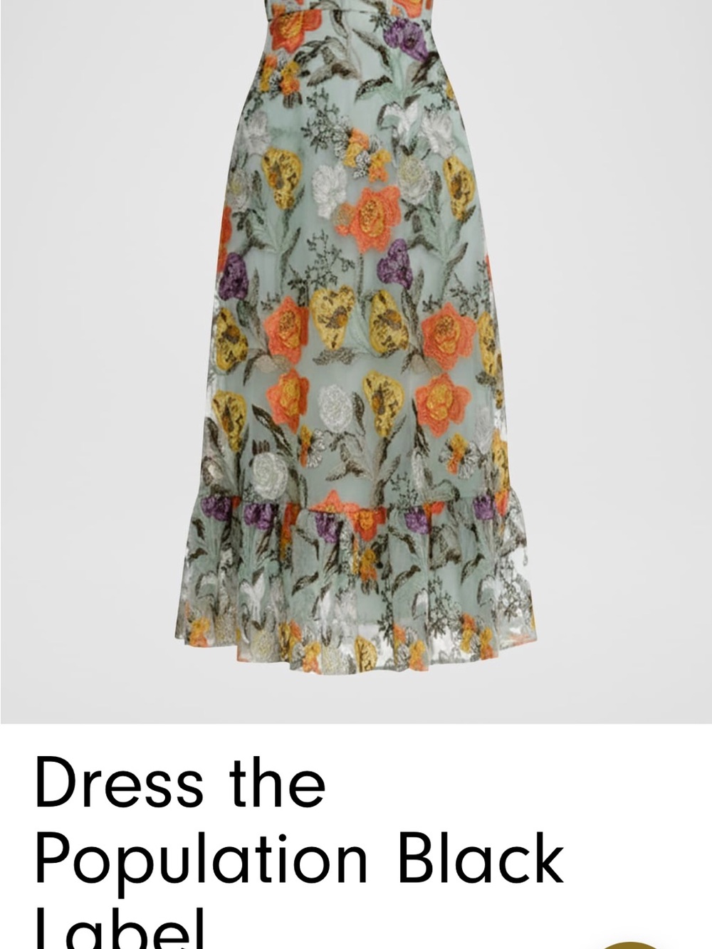 Dress the Population Floral Embroidered Green Midi Skirt